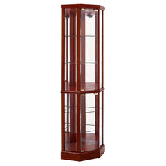 Cherry Rougemont 23.5'' Wide Mirrored Back Curio Cabinet with Lighting