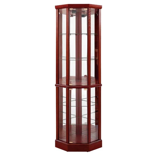Cherry Rougemont 23.5'' Wide Mirrored Back Curio Cabinet with Lighting