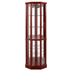 Cherry Rougemont 23.5'' Wide Mirrored Back Curio Cabinet with Lighting