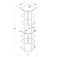 Cherry Rougemont 23.5'' Wide Mirrored Back Curio Cabinet with Lighting