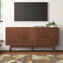 Walnut Rowan TV Stand for TVs up to 85" Perfect for Living Room