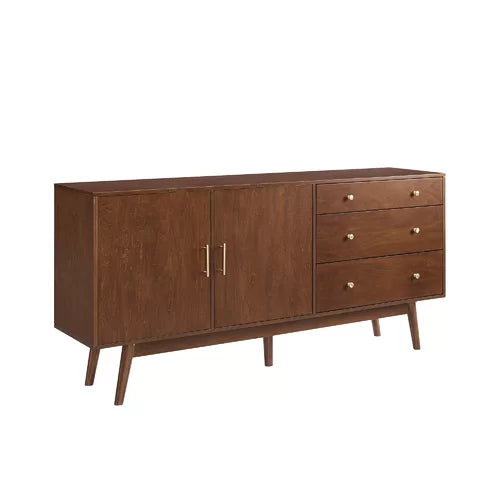 Walnut Rowan TV Stand for TVs up to 85" Solid Manufactured Wood