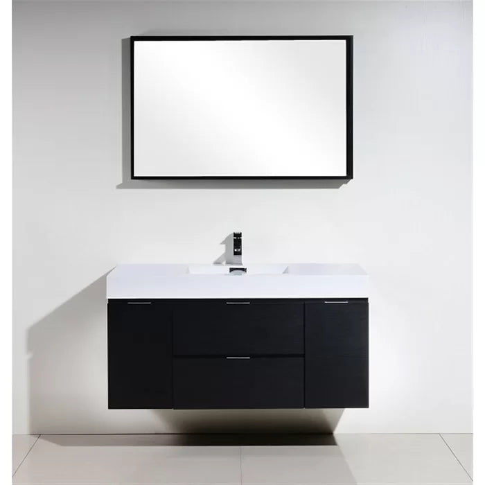 Black Royka 47" Wall Mounted Single Bathroom Vanity Set Design