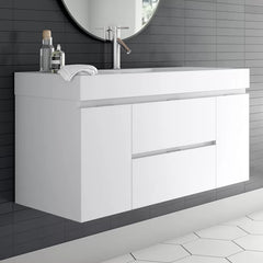 Gloss White Royka 47" Wall Mounted Single Bathroom Vanity Set Design