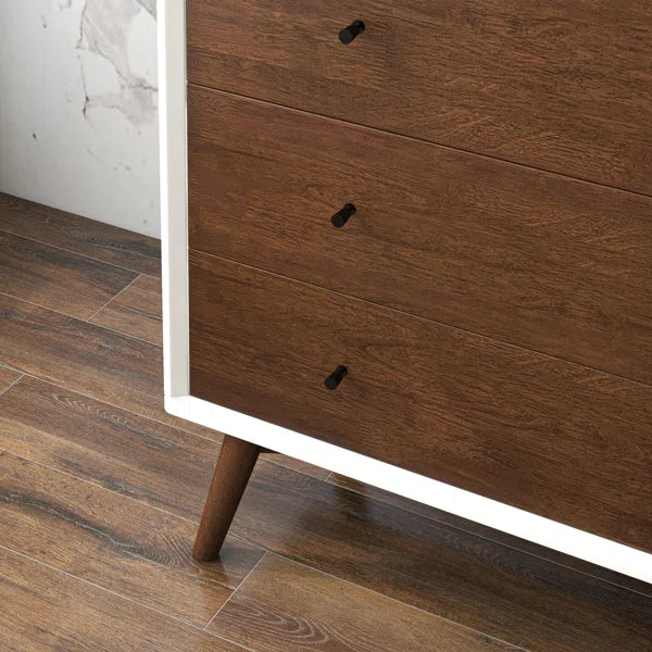 White Rudder 5 Drawer 31.5'' W Solid Wood Chest Modern Style