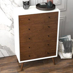 White Rudder 5 Drawer 31.5'' W Solid Wood Chest Modern Style