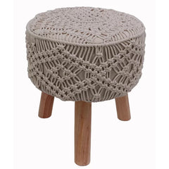 Sabb 18'' Tall Accent Stool Three Wooden Cylinder Legs Serve As the Sturdy Foundation for this Homey Style