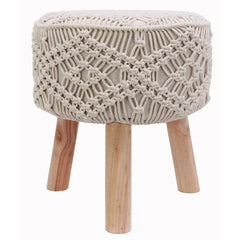 Sabb 18'' Tall Accent Stool Three Wooden Cylinder Legs Serve As the Sturdy Foundation for this Homey Style