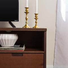 Walnut Sadie Solid Wood TV Stand for TVs up to 65" Natural Wood Grain