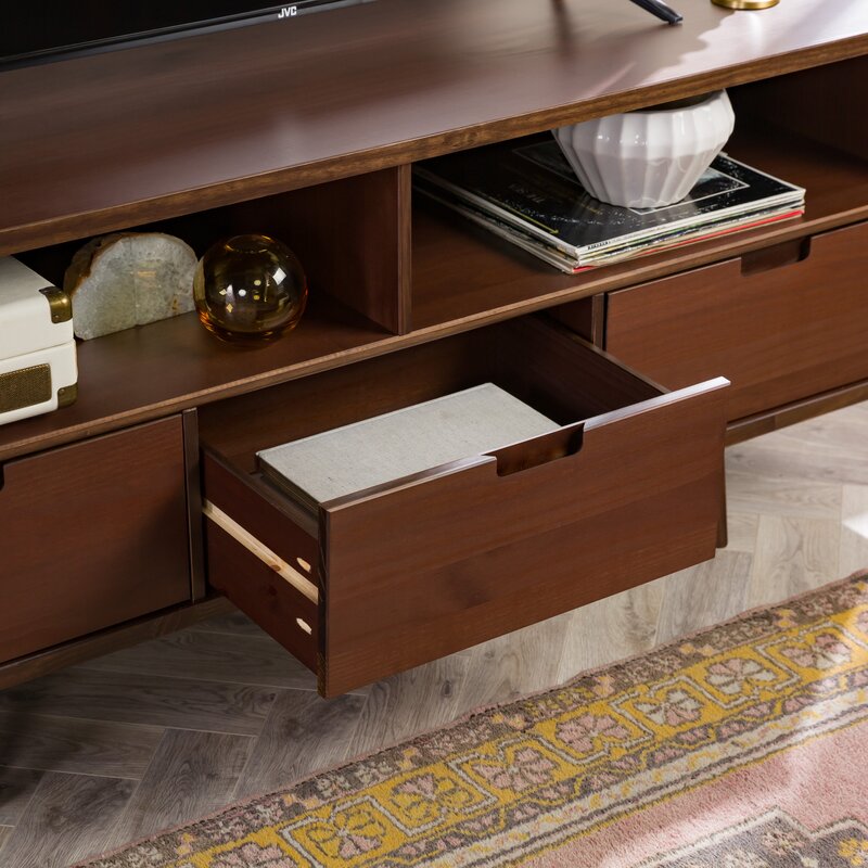 Walnut Sadie Solid Wood TV Stand for TVs up to 65" Natural Wood Grain