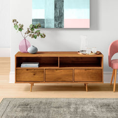 Caramel Sadie Solid Wood TV Stand for TVs up to 65" Mid Century Modern Perch