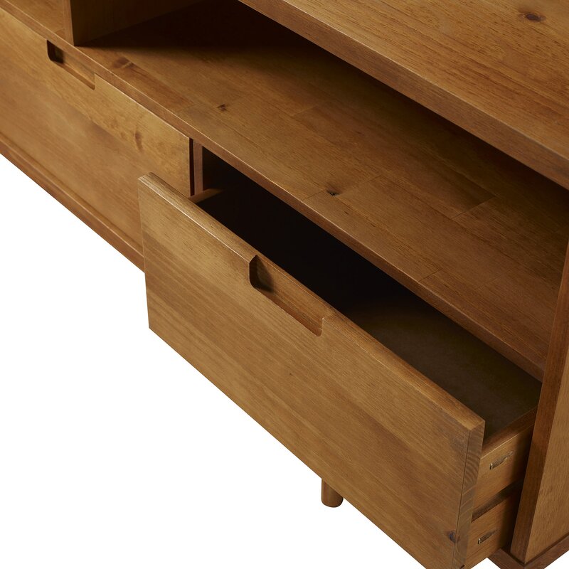 Caramel Sadie Solid Wood TV Stand for TVs up to 65" Mid Century Modern Perch