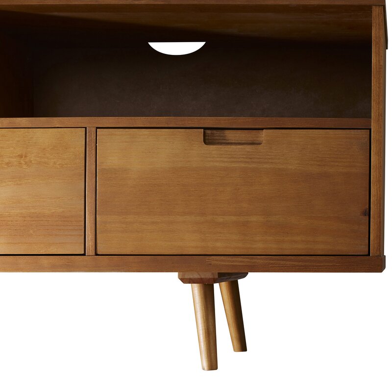 Caramel Sadie Solid Wood TV Stand for TVs up to 65" Mid Century Modern Perch
