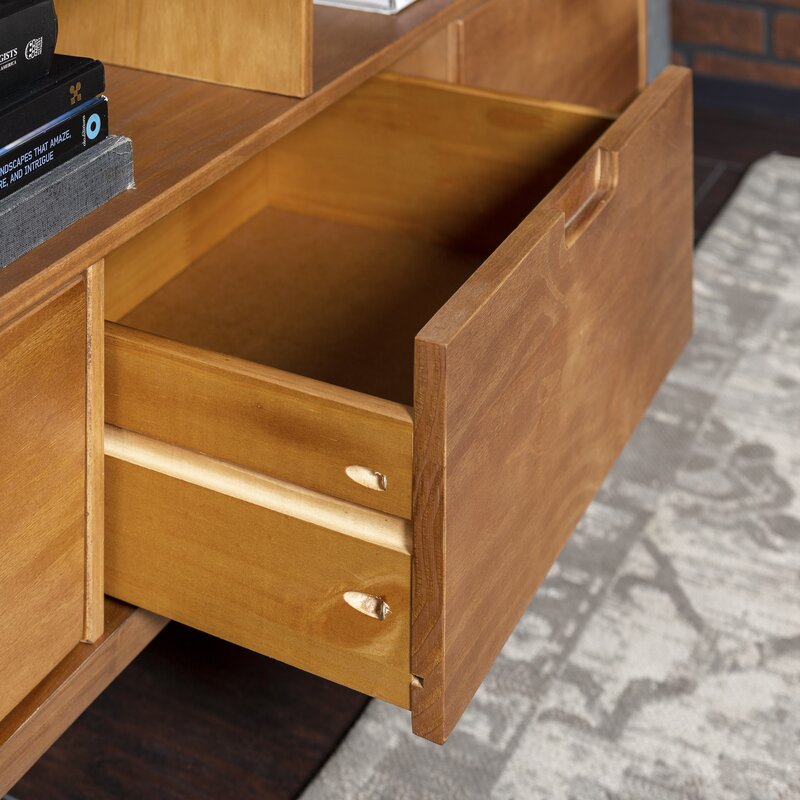 Caramel Sadie Solid Wood TV Stand for TVs up to 65" Mid Century Modern Perch