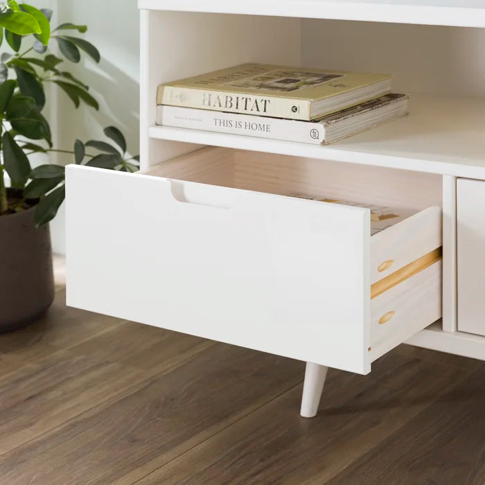 White Sadie Solid Wood TV Stand for TVs up to 65" Cable Management