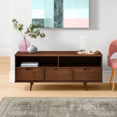 Walnut Sadie Solid Wood TV Stand for TVs up to 65" Natural Wood Grain