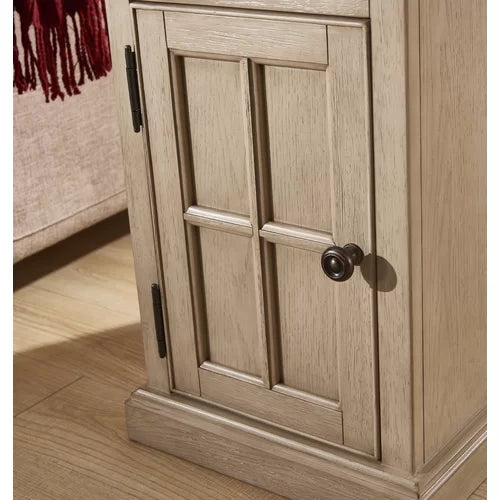 Antique White Saldana 23'' Tall Block End Table with Storage and Built-In Outlets