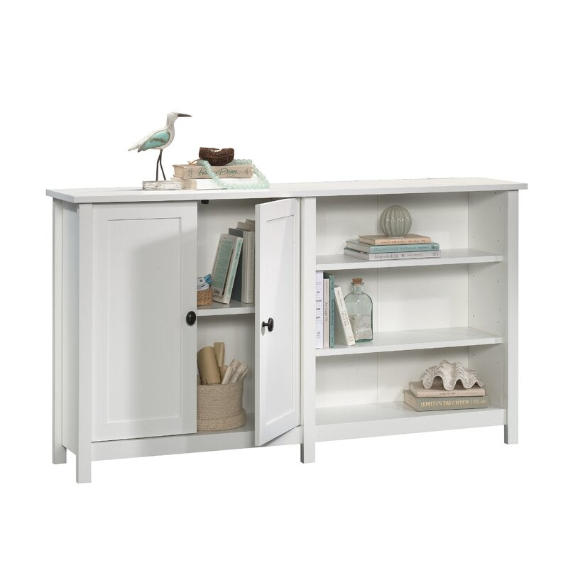 Soft White 57.79'' Console Table Three Open Shelves Perfect for Organize