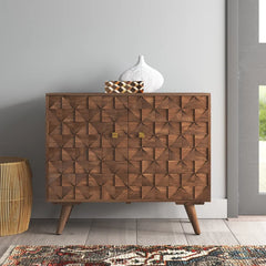 Sandia 29.25'' Tall 2 - Door Accent Cabinet  Solid Mango wood Vintage Style Canted Feet