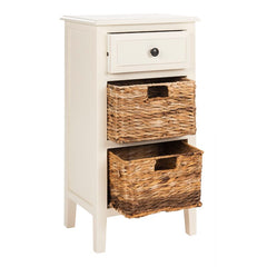 White Washed 26'' Tall End Table with Storage