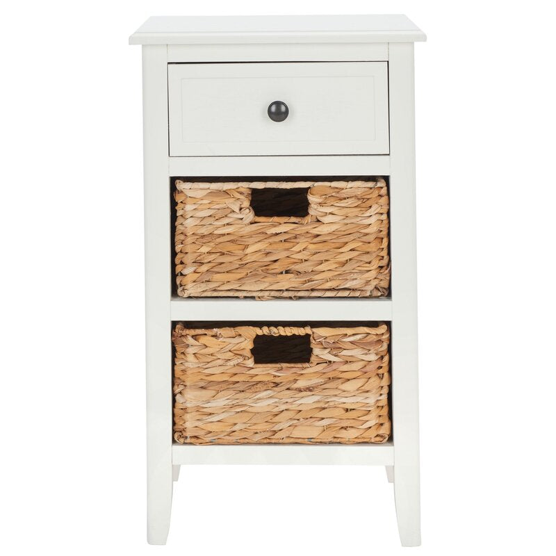 White Washed 26'' Tall End Table with Storage