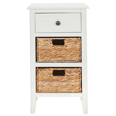 White Washed 26'' Tall End Table with Storage
