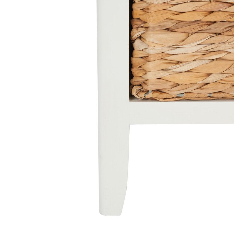 White Washed 26'' Tall End Table with Storage