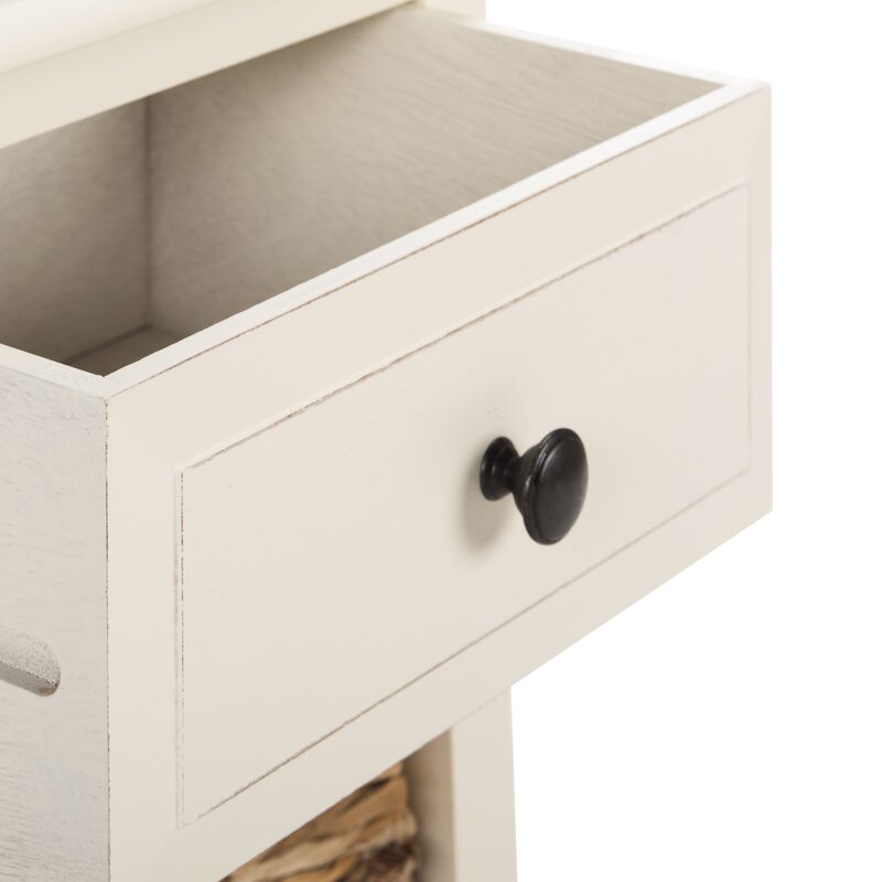 White Washed 26'' Tall End Table with Storage