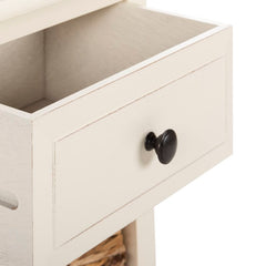 White Washed 26'' Tall End Table with Storage