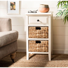 White Washed 26'' Tall End Table with Storage