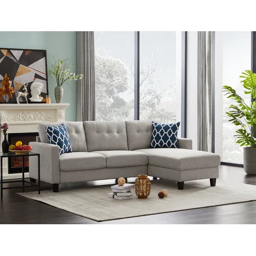Light Gray Santino 84" Wide Reversible Sofa & Chaise Indoor Aesthetic Design
