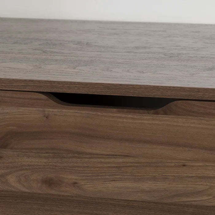 Natural Walnut Sariel 5 Drawer 33'' W Chest Contemporary Lines are Softened