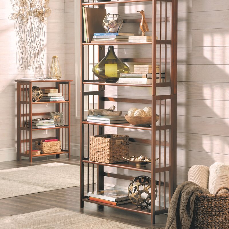 Chestnut Saruf 38 H x 27.5 W Solid Wood Etagere Bookcase Elevate Well Thumbed