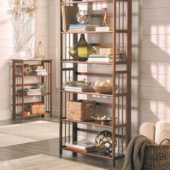 Chestnut Saruf 38'' H x 27.5'' W Solid Wood Etagere Bookcase Elevate Well Thumbed