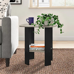 French Oak Grey/Black Sarwar 19.6'' Tall End Table Open Lower Shelf Gives You More Space