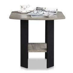 French Oak Grey/Black Sarwar 19.6'' Tall End Table Open Lower Shelf Gives You More Space