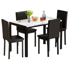 Saulo 4 Person Dining Set Sturdy Steel Table Frame and a Faux Marble Surface