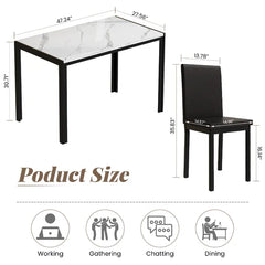 Saulo 4 Person Dining Set Sturdy Steel Table Frame and a Faux Marble Surface
