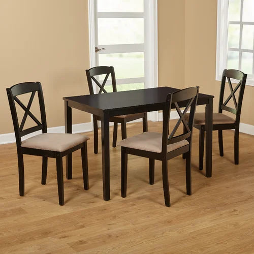 Espresso Scarlett 4 Person Solid Wood Dining Set Indoor Aesthetic Design