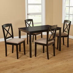 Espresso Scarlett 4 Person Solid Wood Dining Set Indoor Aesthetic Design