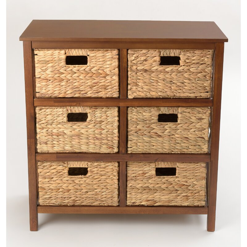 Walnut 30 Tall Solid Wood 6 Drawer Accent Chest