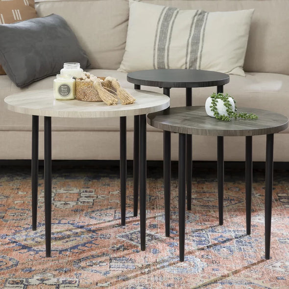 4 Legs 3 Piece Nesting Table Accent your Living Room with this Contemporary Three-Piece Nesting Coffee Table