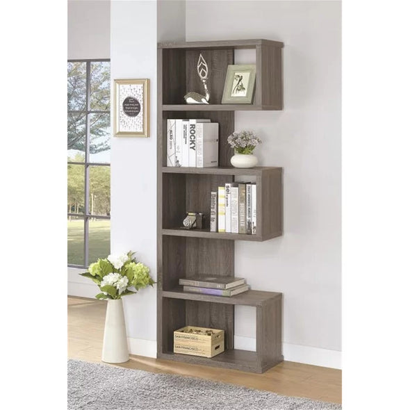 Weathered Gray Schrock 70.75'' H x 24.75'' W Geometric Bookcase