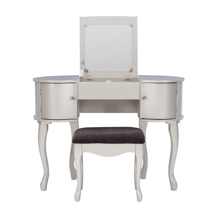 Schweiger 40.5'' Wide Solid Wood Vanity Set with Stool and Mirror
