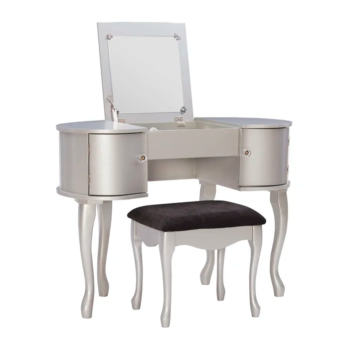 Schweiger 40.5'' Wide Solid Wood Vanity Set with Stool and Mirror