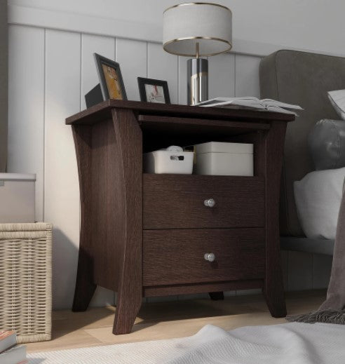 2 Drawer Nightstand Mendolla Espresso for Bedside Living Room Decor
