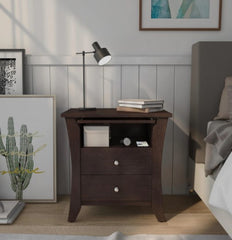2 Drawer Nightstand Mendolla Espresso for Bedside Living Room Decor