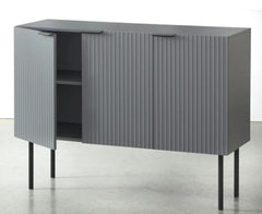 1 Valen Channel Front Sideboard Charcoal Grey perfect for Drinkware, Table Linens or your Vinyl Record Collection