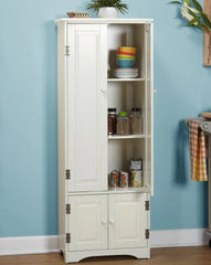 1 Extra-tall Cabinet - Weathered White Shabby-chic Style Kitchen Storage