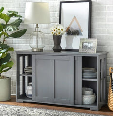 1 Jefferson Sliding Door Stackable Cabinet - Charcoal Grey Convenient Style to your Dining Area